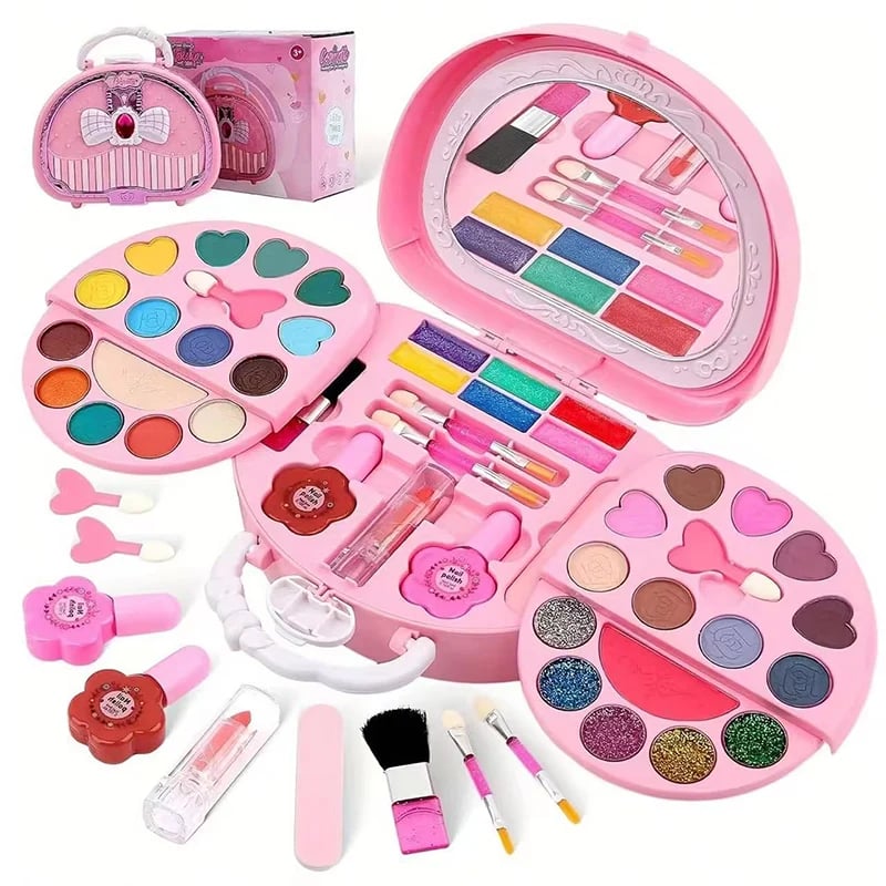 π 2026 Sale β Over 26,000 Sold!π Kids Washable Makeup Toy Set with Portable Pink Handbag π