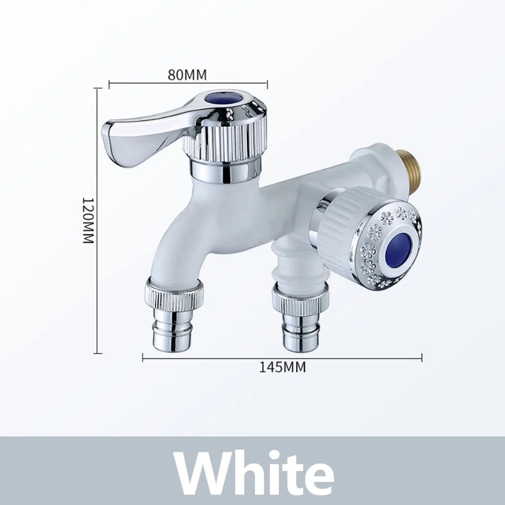 Dual Outlet Washing Machine Plastic Faucet, 1 In 2 Out Water Plastic Tap