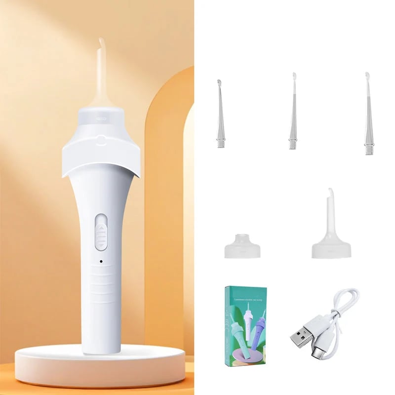 π LED Ear Wax Vacuum Cleaner with 65 kPa Suction & Washable Silicone Tips