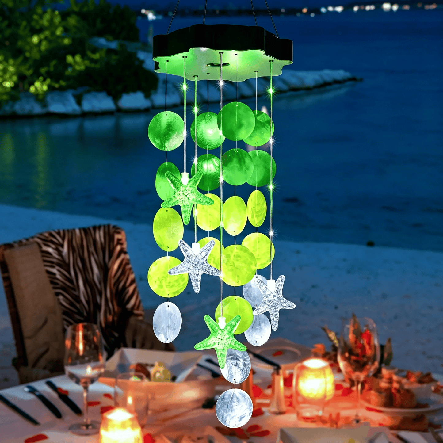 ✨Summer Garden Decor✨Colorful Solar Outdoor Shell Wind Chime Hanging Light!