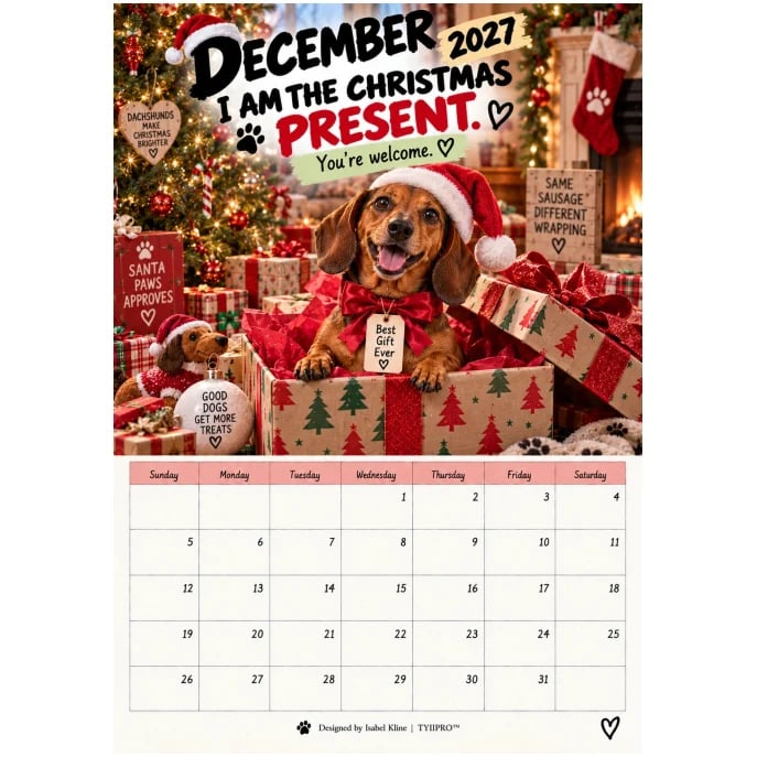 2027 Funny Dachshund Wall Calendar โ Sarcastic Sausage Dog Calendar, A4 Monthly Dog Lover Gift