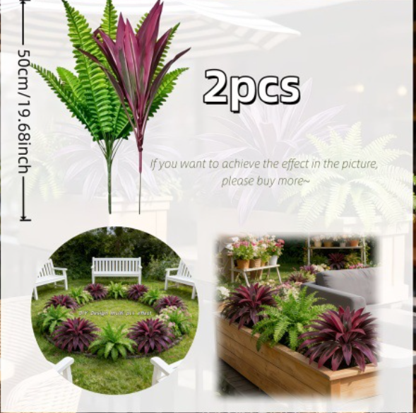 💥Summer Special🔥 UV-Resistant Artificial Fern & Red Dracaena Decorative Plants – Full, Lush & Fade-Resistant!