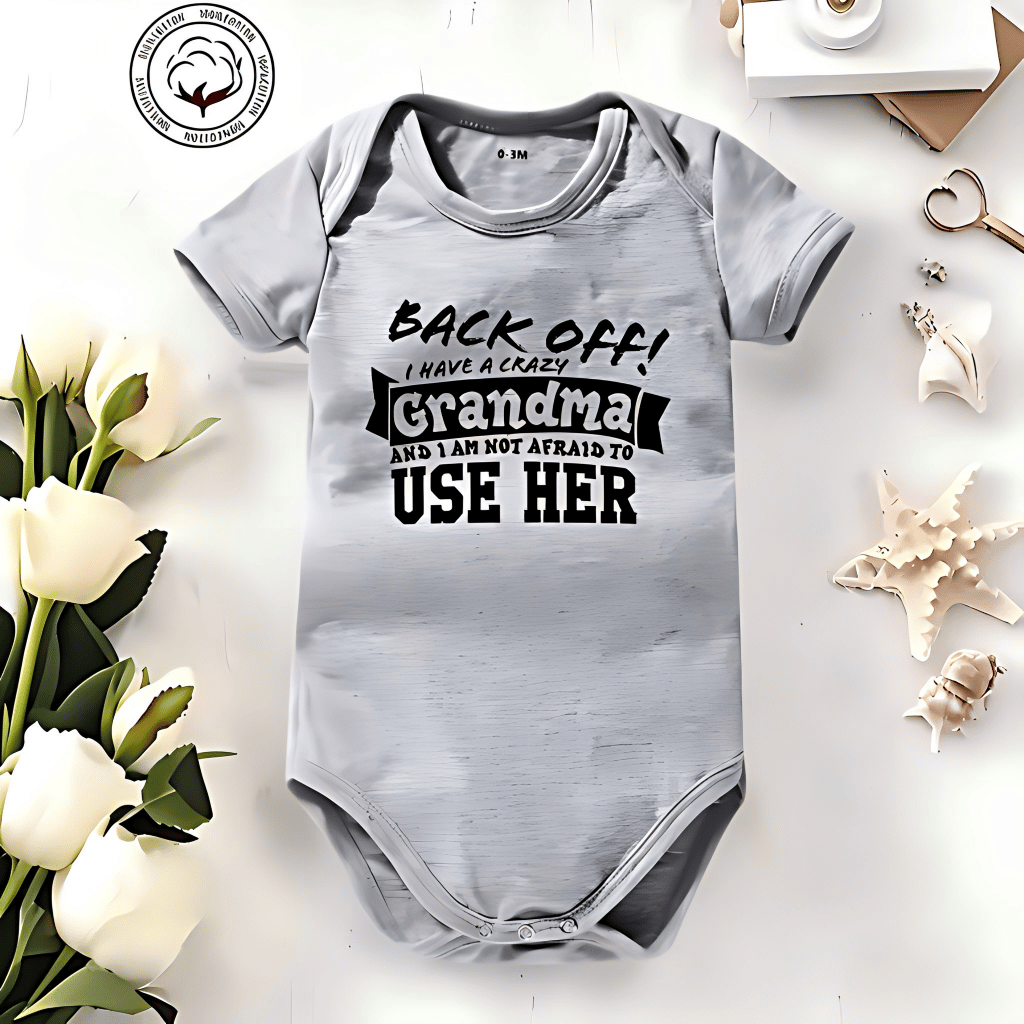 👶 'Back Off! I Have a Crazy Grandpa' Cute Cotton Baby Bodysuit