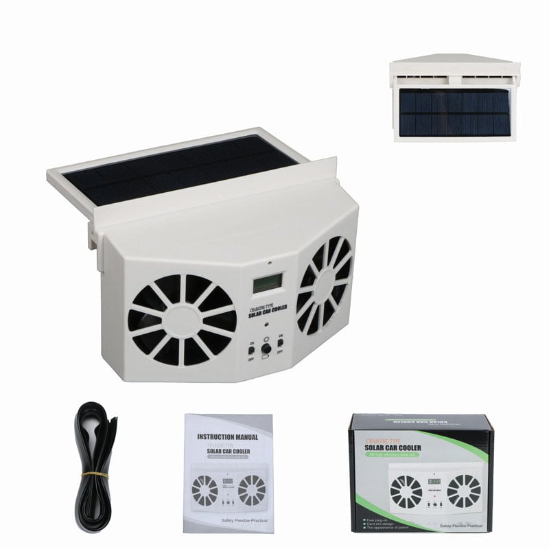 Dual Outlet Solar Car Vent Fan Auto Air Circulation Cooling Exhaust Fan For Vehicle
