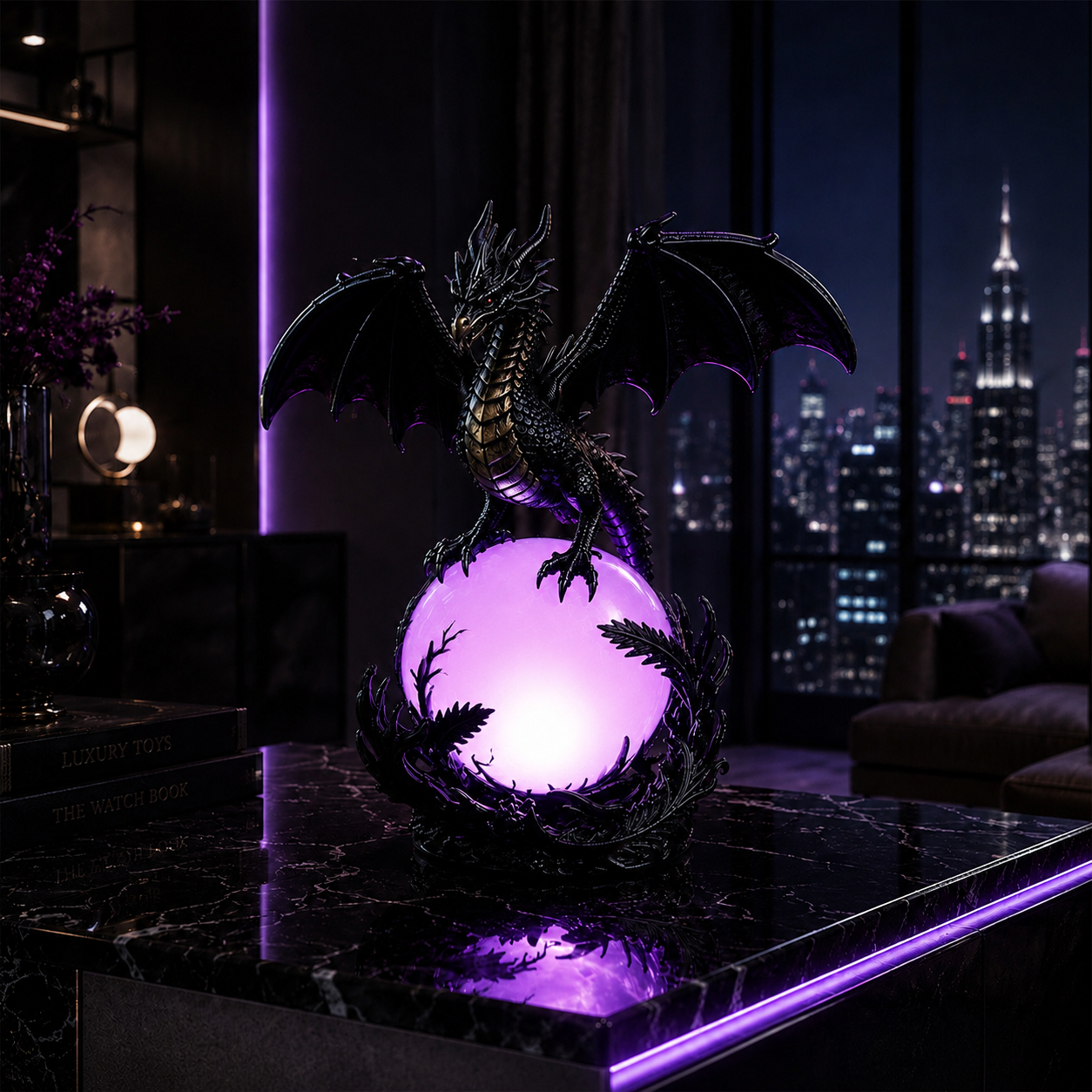 🔮Gothic Dragon LED Crystal Ball Lamp for Dark Aesthetic Decor🐉