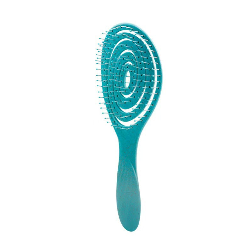 Eco Friendly Straw Hairbrush, Flexible Soft Pin Bristles, Detangling Wet/Dry Hair, Head Massaging Pro (Oatmeal)