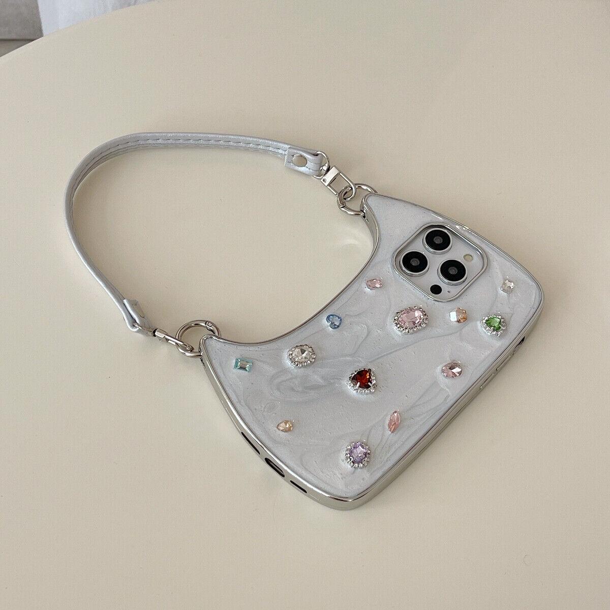 📱Glitter Diamond Heart Phone Case with Lanyard for iPhone 17–13 Pro Max ✨