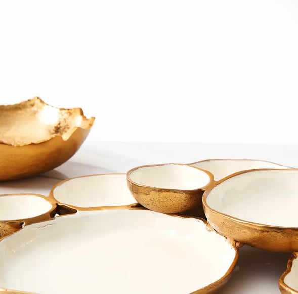 π₯ Limited-Time Saleπ₯π½οΈ Cluster Accent Bowls β Shiny Gold Snack & Appetizer Serving Dish