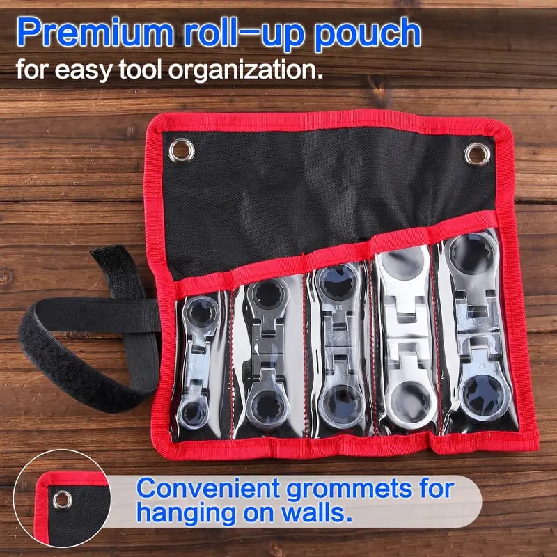 ๐ ๏ธ 5-Piece Stubby Flex Head Ratchet Wrench Set | 72-Tooth Metric Mechanic Tools