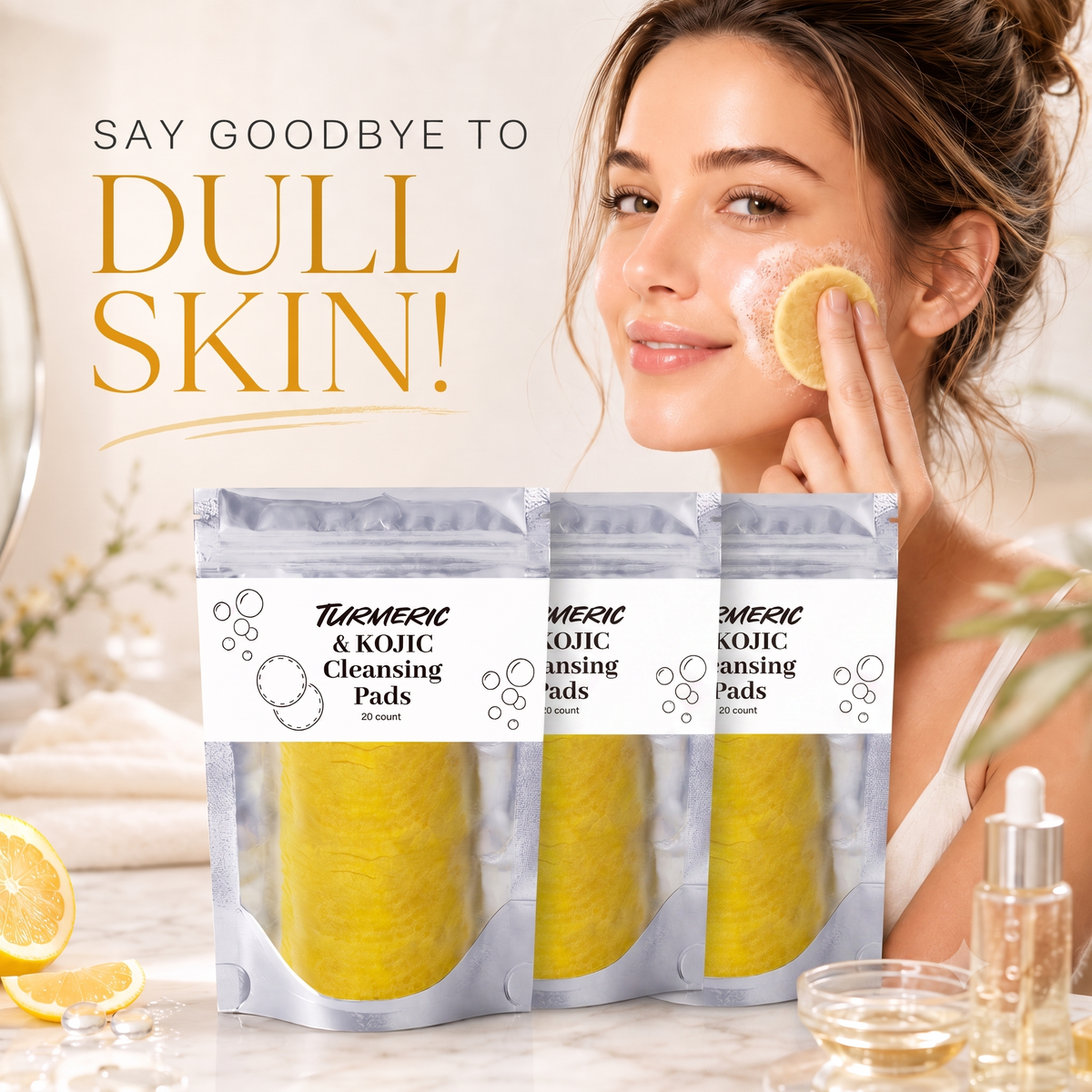 ๐ฟ Natural Turmeric & Kojic Acid Gentle Face Cleansing Pads