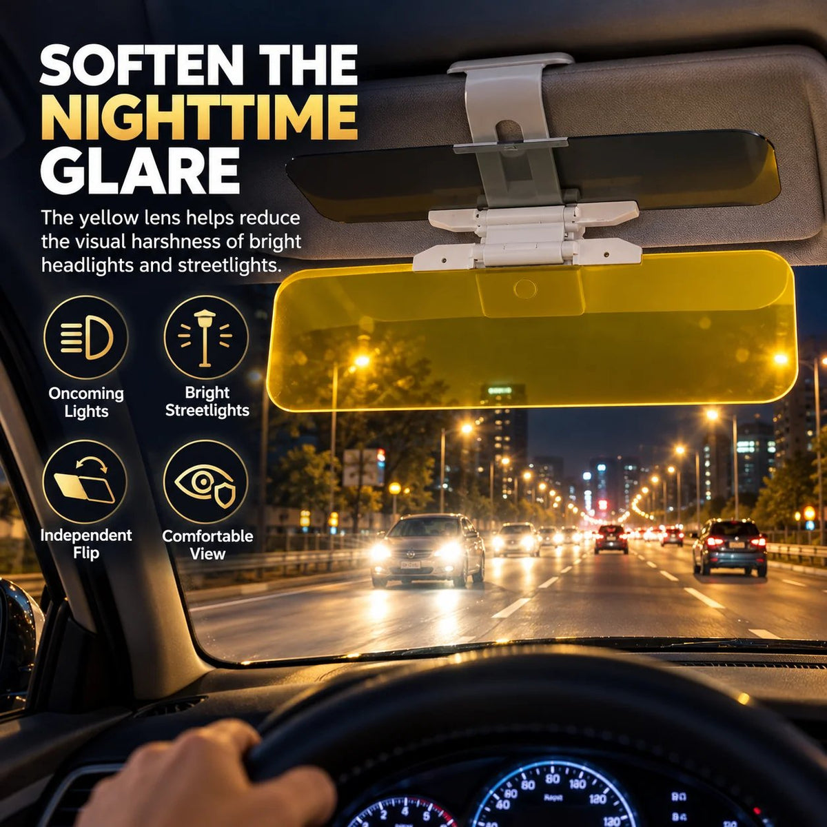 ๐๐ 2-in-1 Day & Night Anti-Glare Car Visor Extender โ Reduce Sun Glare & Harsh Headlights, Height-Adjustable Mount & Independent Flip-Down Lenses ๐ก