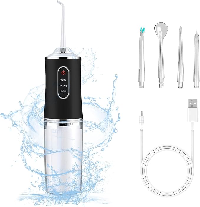🔥Electric Water Flosser Cordless for Teeth 3 Modes 4 Jet Tips Cleaning