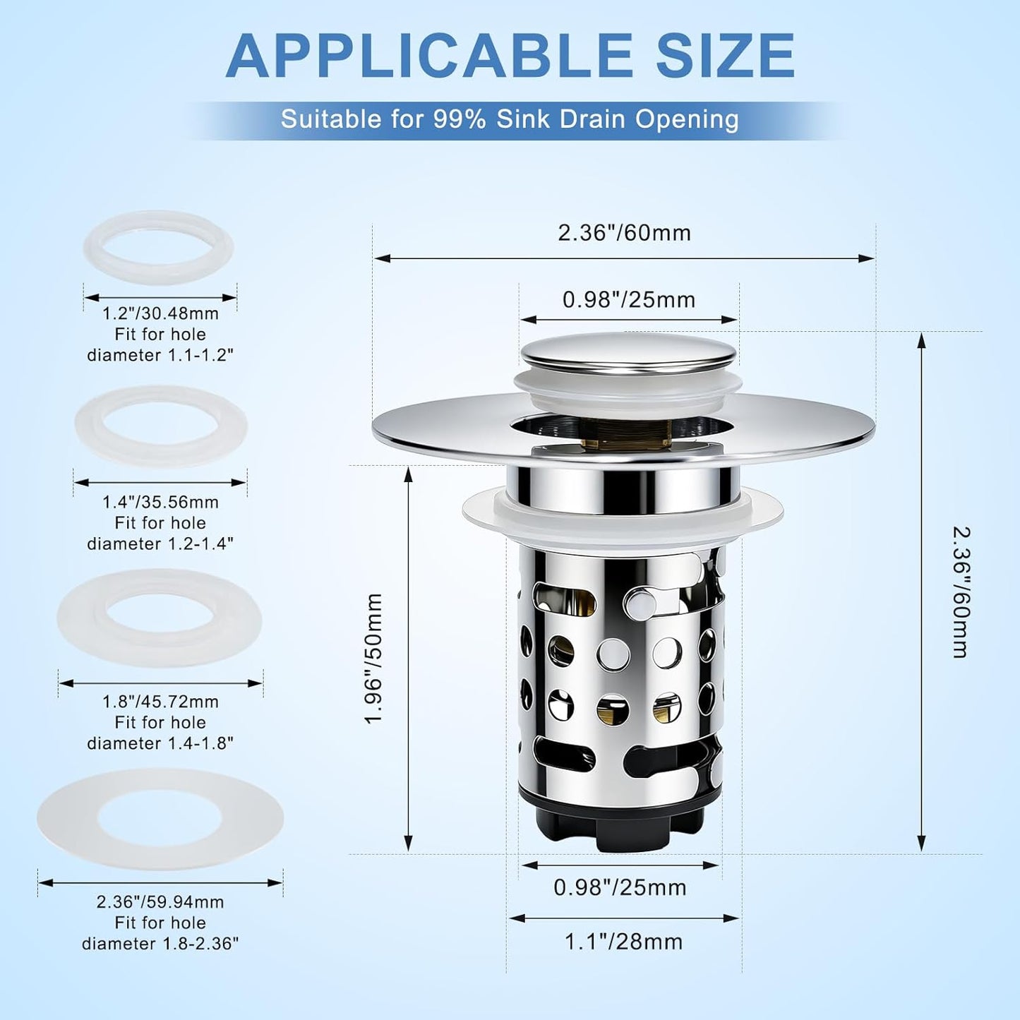 🔥Upgraded 3 in 1 Bathroom Sink Drain Strainer
