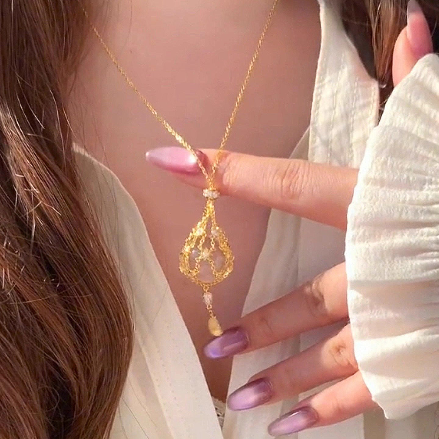 Celestial Crystal Cage Pendant Necklace
