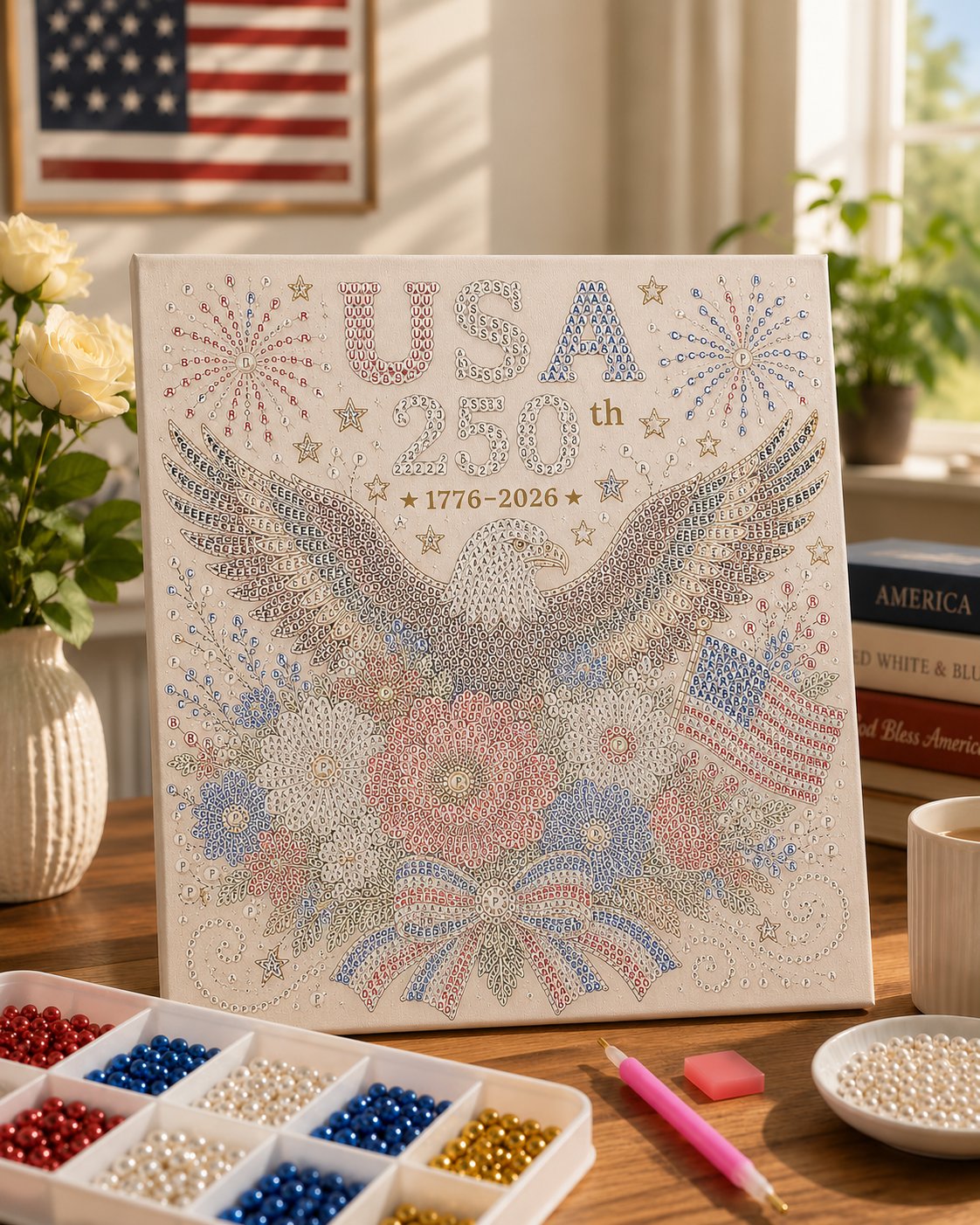 🇺🇸 USA 250th Anniversary DIY Pearl Painting Kit ✨❤️🔥
