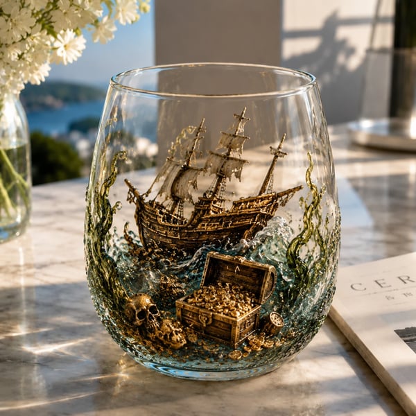 🌊 7-Piece Legendary Ocean Treasure Crystal Set for Whiskey Lovers & Home Bar Collectors ⚓✨