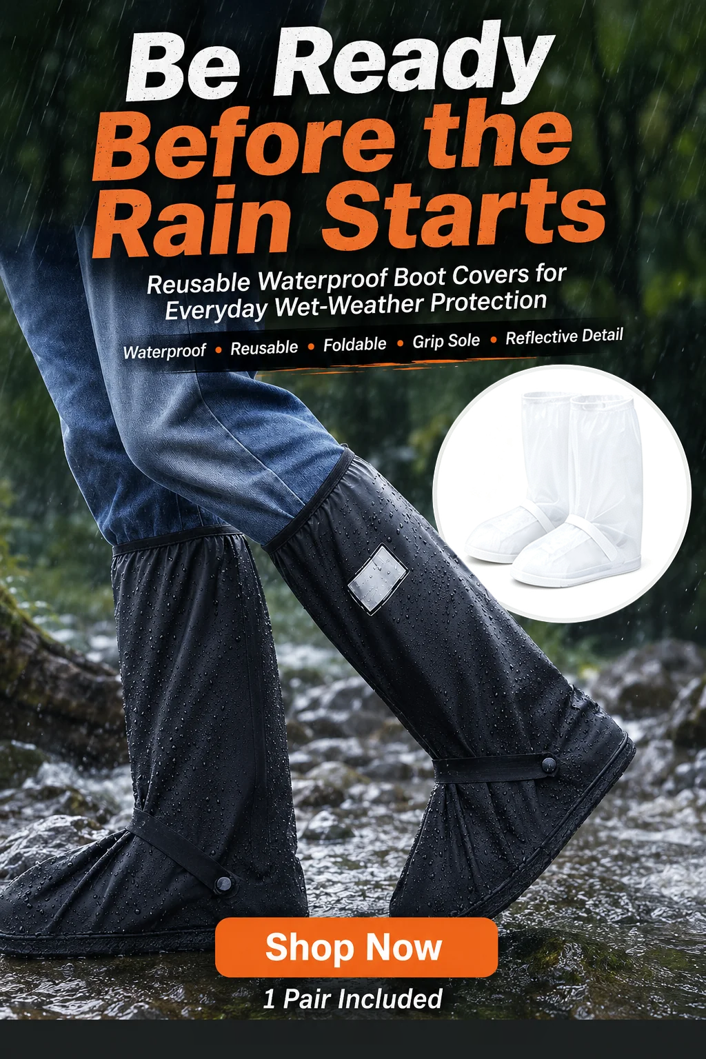 🌧️ Reusable Waterproof Boot Covers for Rain, Mud & Snow