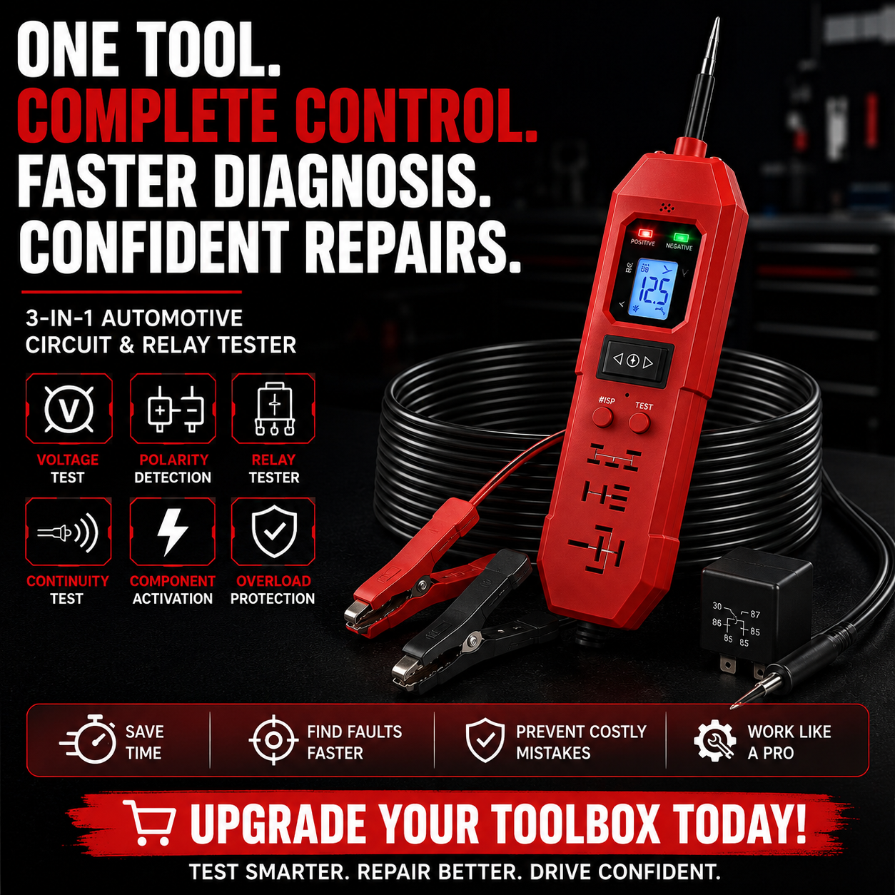 π3-in-1 Automotive Power Circuit Probe & Relay Tester β 12V/24V Electrical Diagnostic Tool
