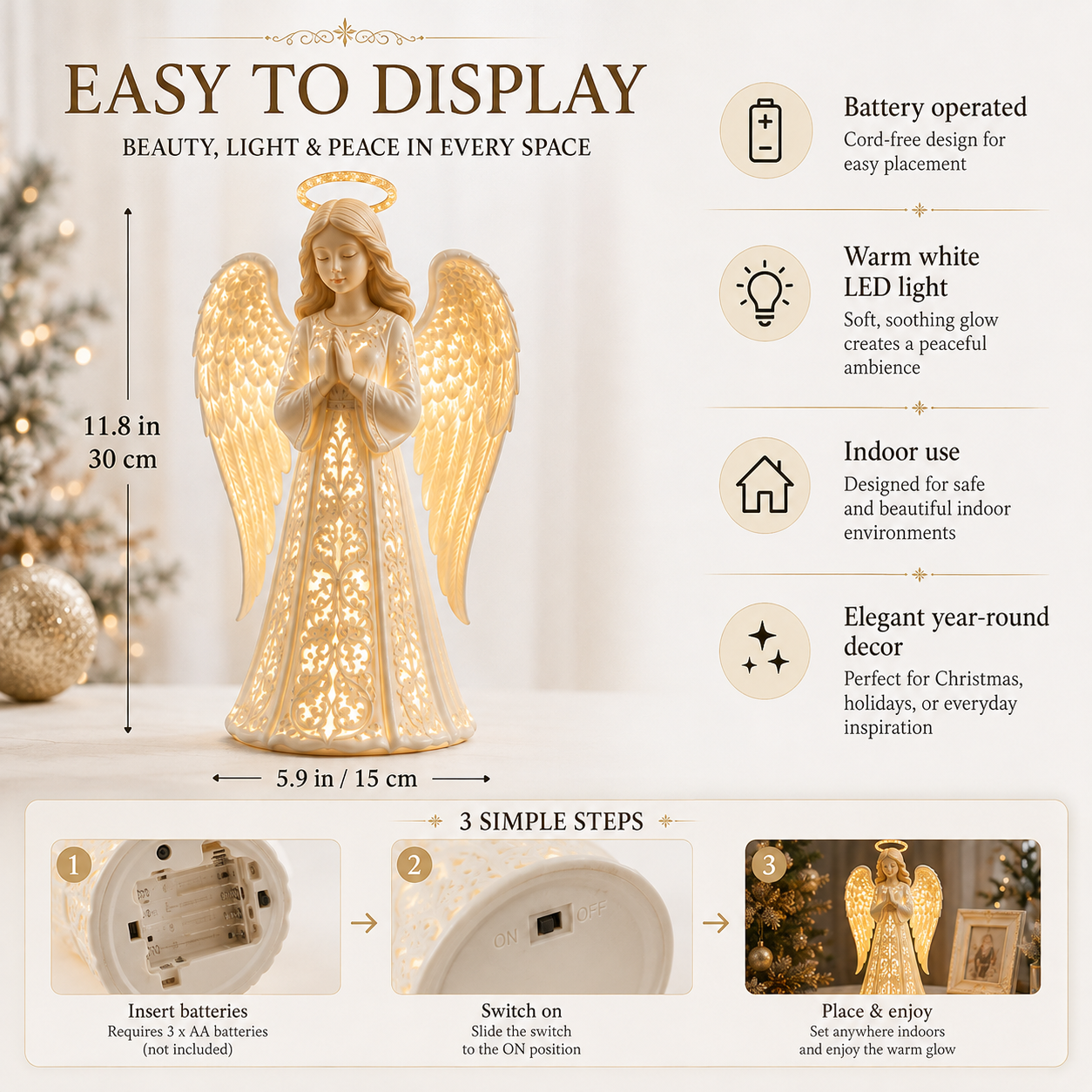 πͺ½β¨ Angel Christmas Guardian Light β A Symbol of Hope, Love & Protection