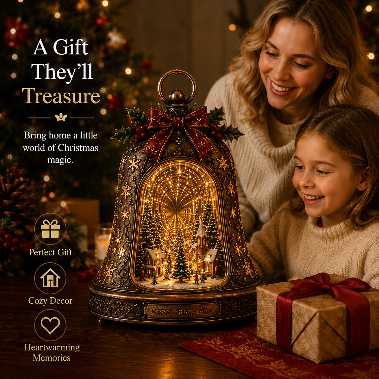 π Christmas Village Infinity Bell β Lighted 3D Holiday Decor