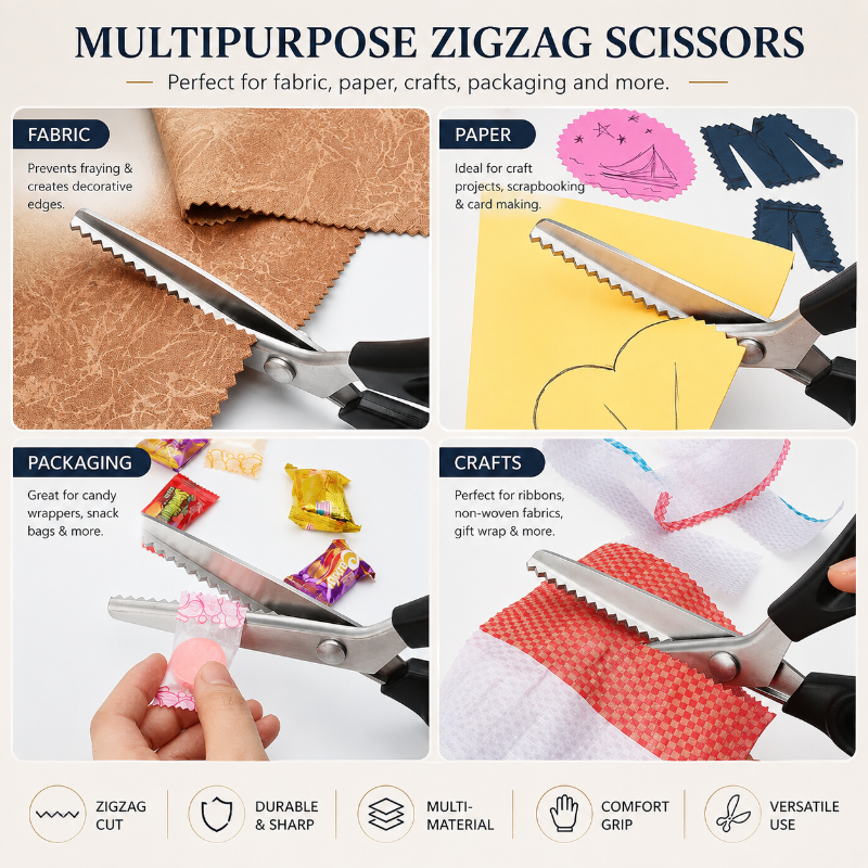 TYIIPLUS™ Stainless Steel Pinking Shears – 9.1' Zig Zag Fabric Scissors for Sewing, Quilting, Dressmaking & DIY Crafts
