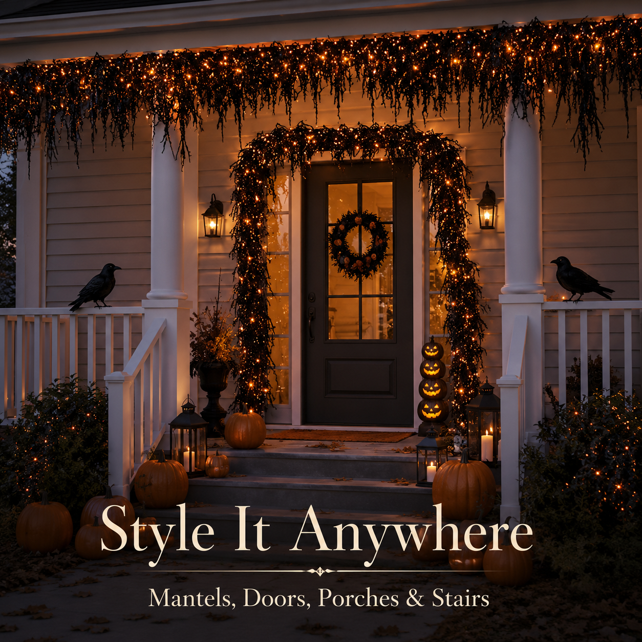 π Pre-Lit Drippy Halloween Garland | 100 Orange Lights