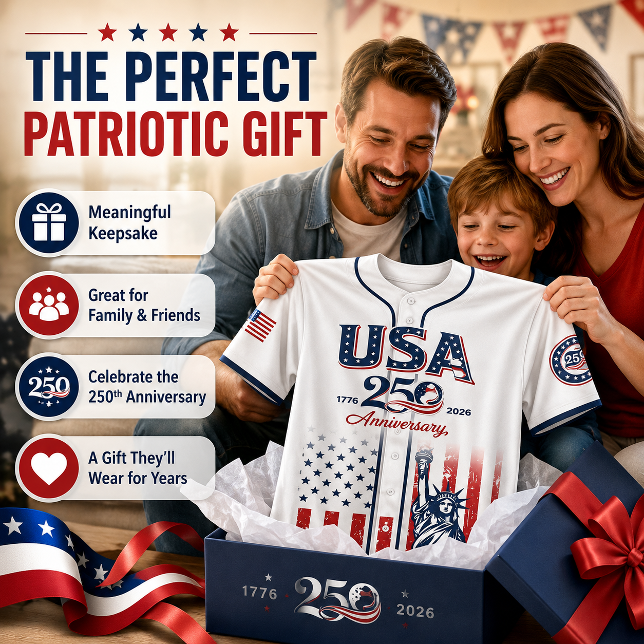 🔥Limited Time 49% Off✨USA 250th Anniversary Baseball Jersey – 1776-2026 Independence Day
