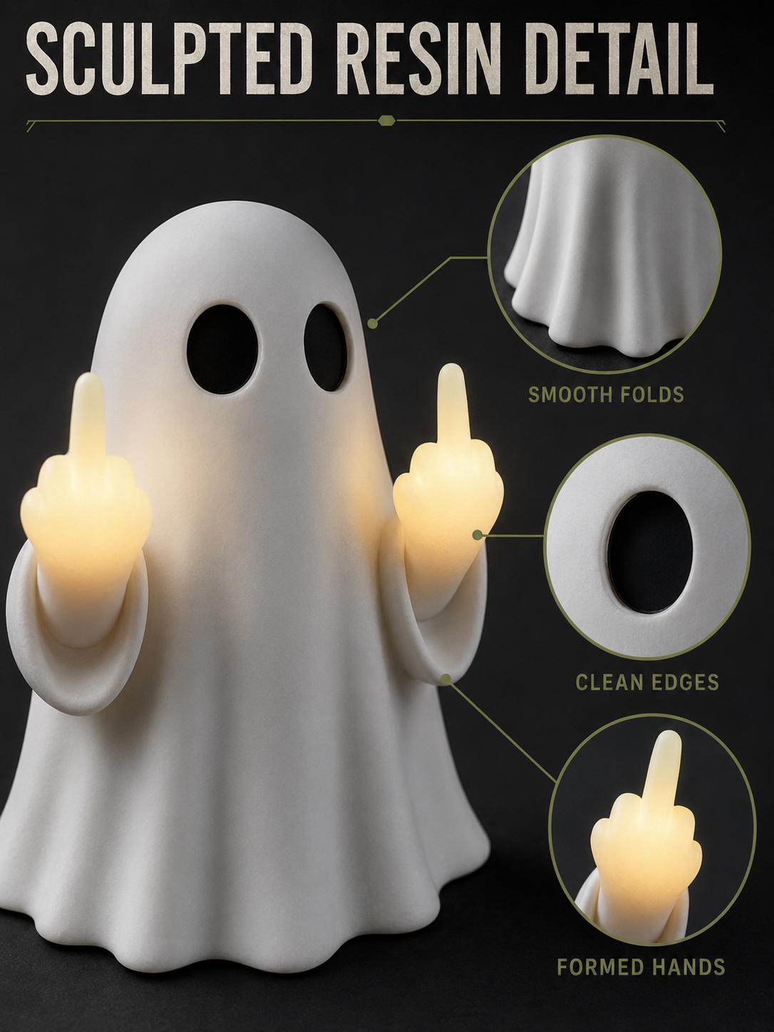 π» Halloween Special π Cute Ghost LED Statue - Spooky Mood Light for Party & Home Decor