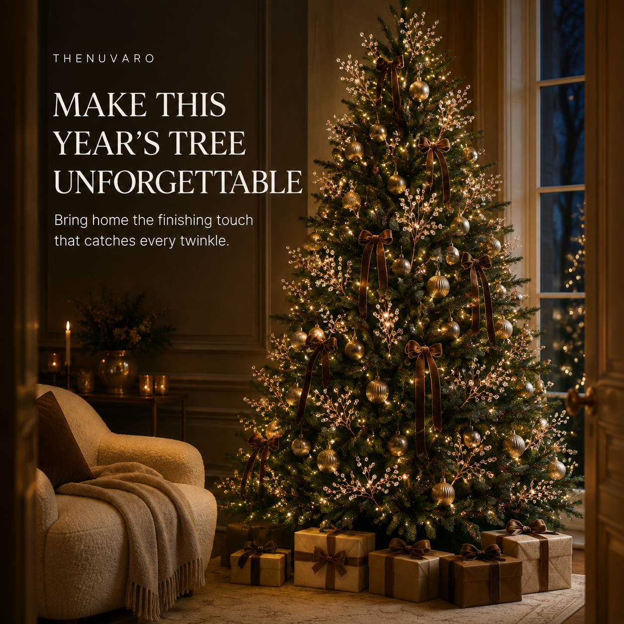 ✨ Crystal Beaded Christmas Tree Branch Picks – Instant Sparkle & Fuller Holiday Décor