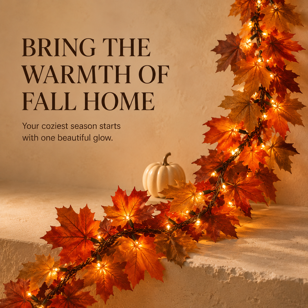 π Lighted Autumn Maple Leaf Garland β Warm LED Fall Mantel, Window & Doorway Decor