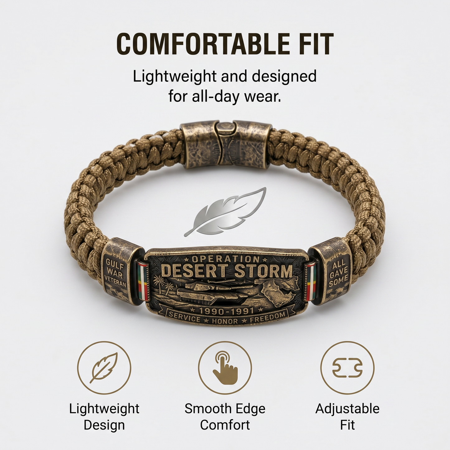 💥SAVE 50% 🎖️ Operation Desert Storm Veteran Paracord Bracelet | Honor Gulf War 1990-1991 Service Members