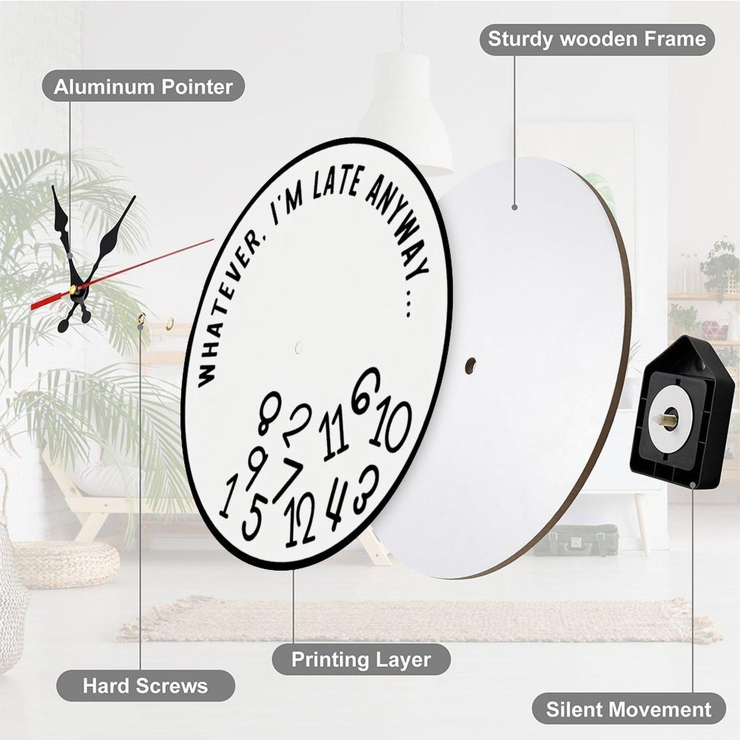 🔥Last Day 49% OFF -"I'm Late Anyway" Wall Clock😂⏰