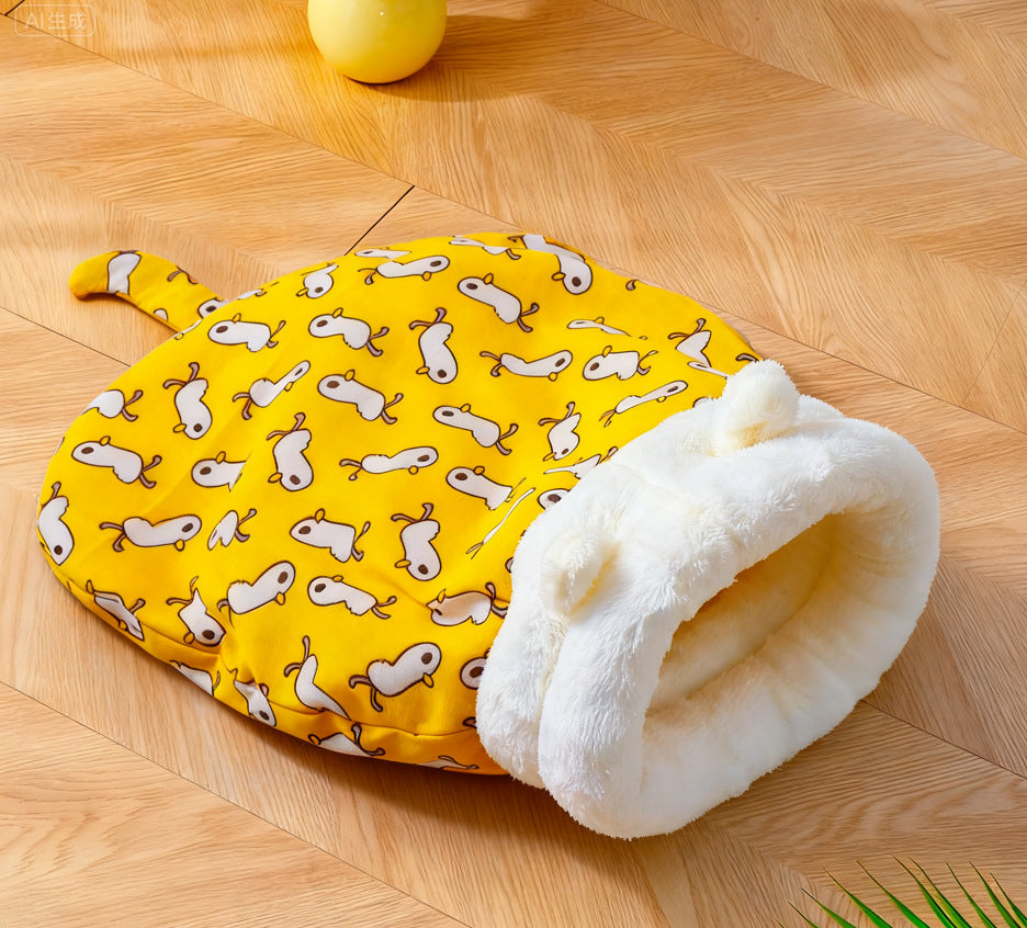 ⏳Limited-time 50% off💥Warm Plush Thick Cat Sleeping Bag – Soft Burrow Cat Bed, Self-Warming Enclosed Cave Bed for Kittens & Small Pets, Cozy Hideaway Nest