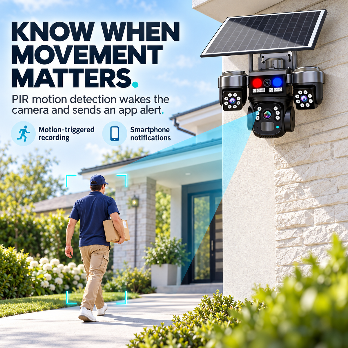 🛡️ 9MP Triple Lens Solar Security Camera - Wireless WiFi & Color Night Vision