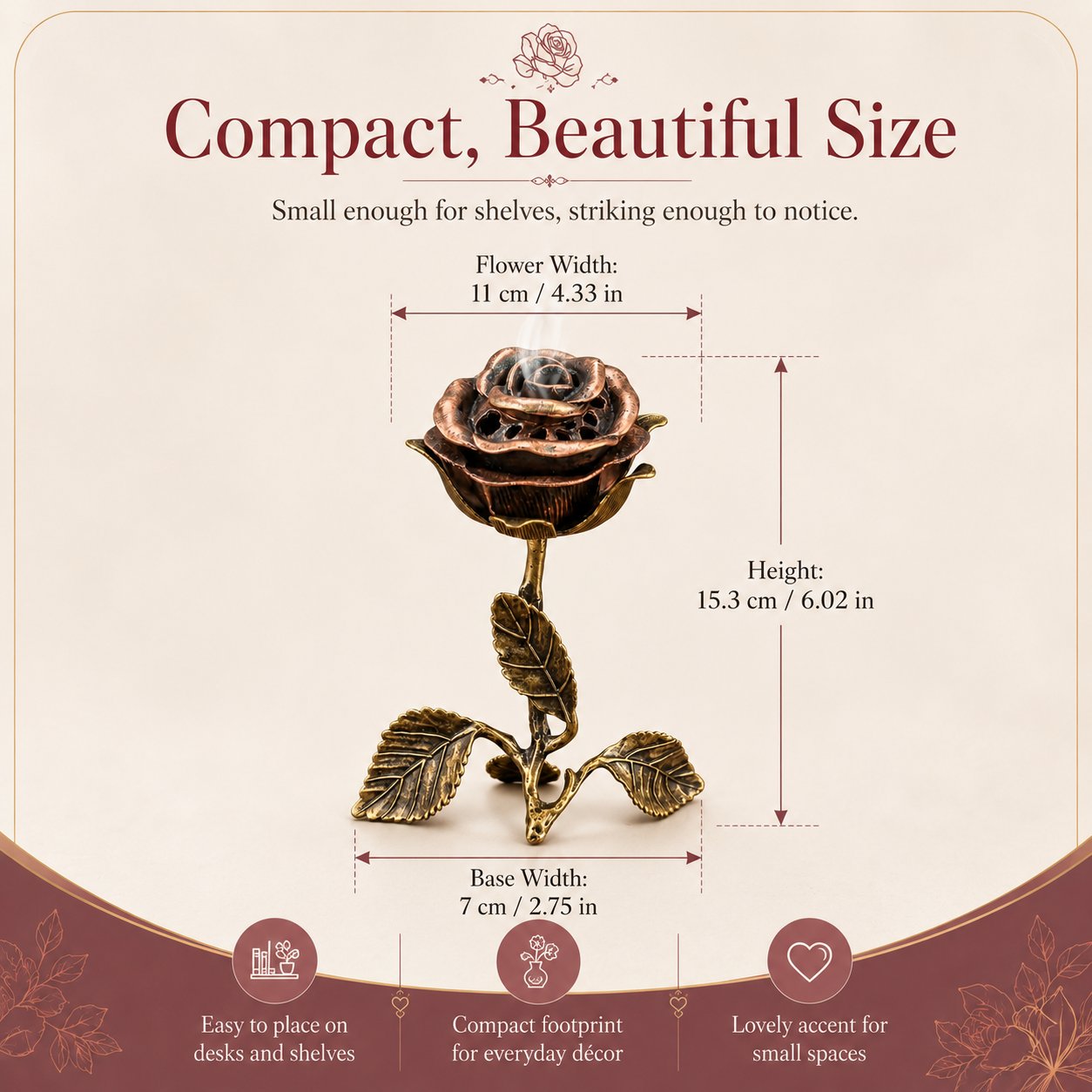 🌹💕 Vintage Rose Incense Burner – A Thoughtful Gift for Meditation & Relaxation Lovers ✨🕯️
