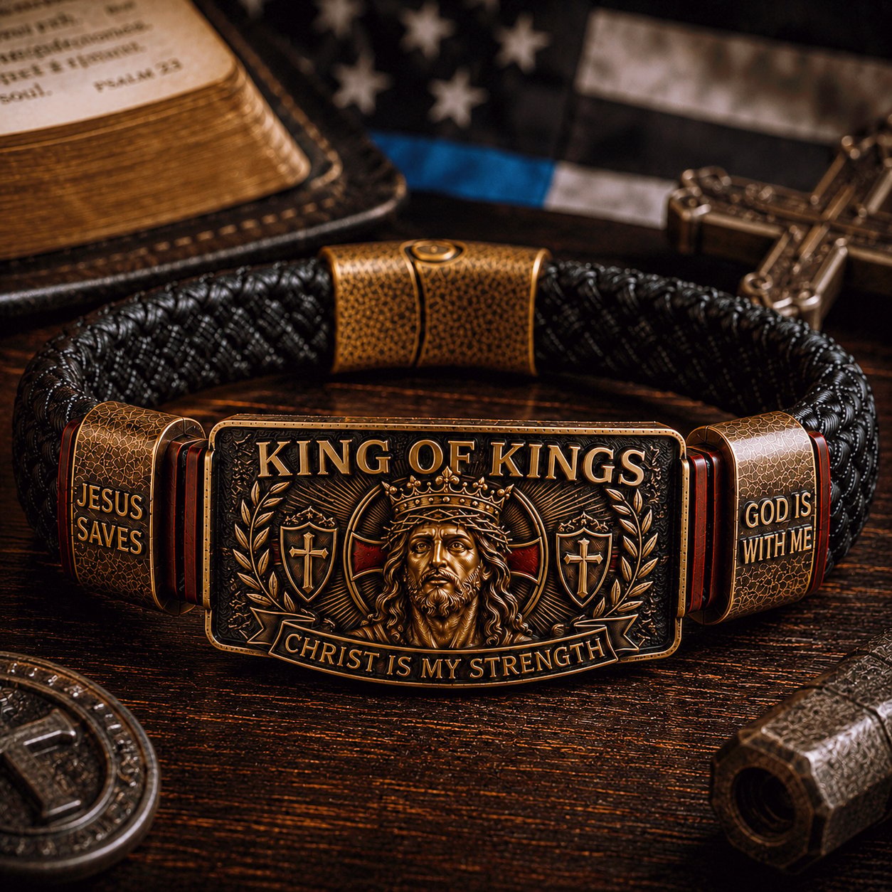 💯✝️ King of Kings Faith Bracelet – Adjustable Christian Wristband Gift