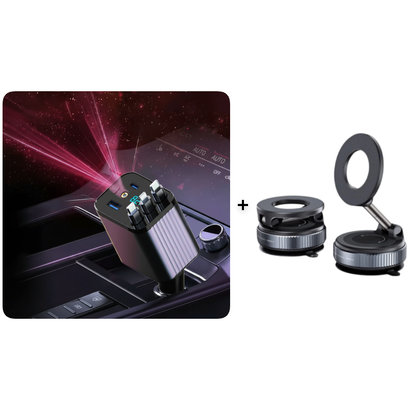 ππ±Fast Charging 7-in-1 Retractable Fast Car Charger with Voltage Display β USB-C For Android&Lighting For APPLE