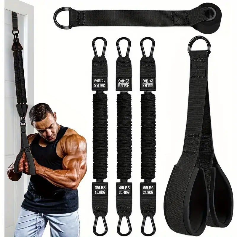 ๐ช 225LBS Heavy Duty Cable Resistance Band Home Gym Training Set