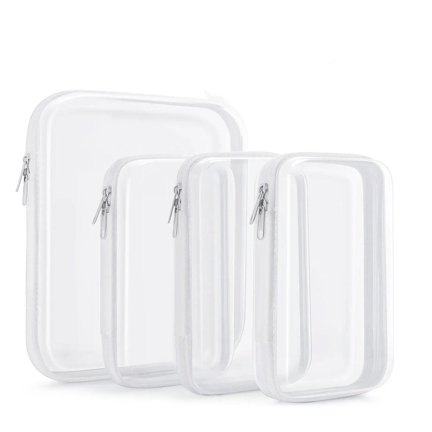 🌟Clear Organizer Storage Box 🌟4PCS Clear Hard Zipper Case PVC Plastic Clear Storage Containers