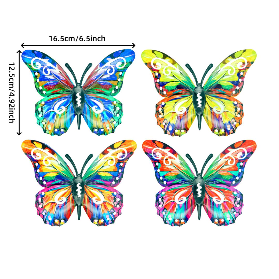 π¦4Pcs Butterfly Metal Wall Decor,Outdoor Hanging Wall Art Sculptures Decoration