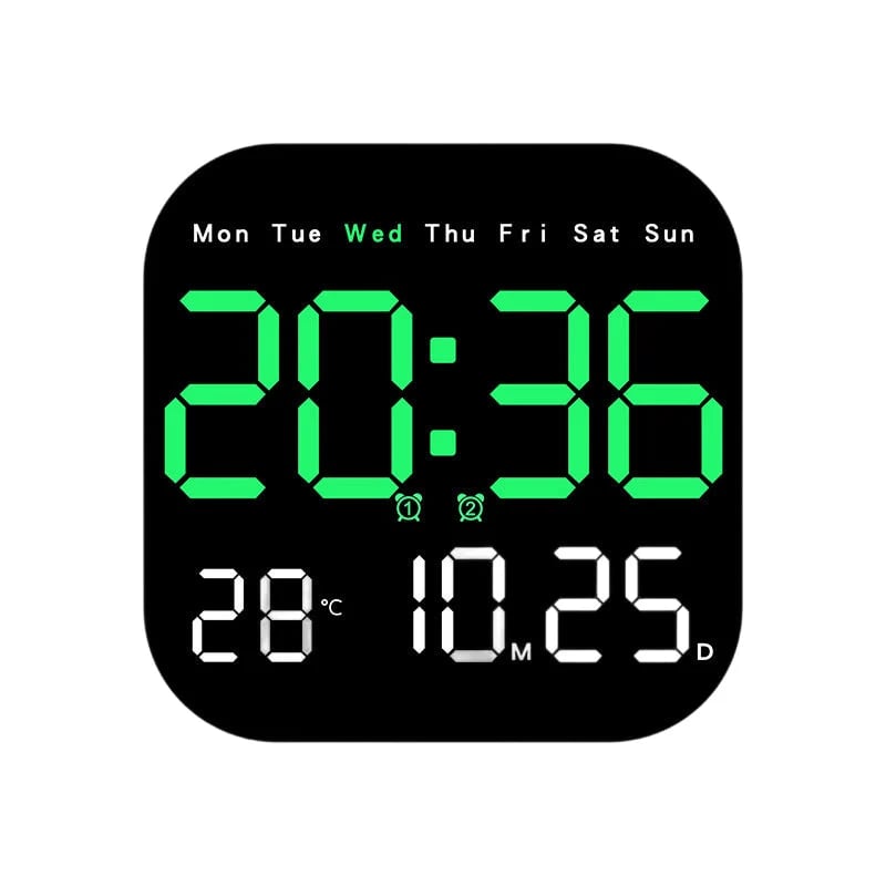 49% OFF ⏰ Modern Multifunctional Digital Clock ✅ Remote Control Adjustable Brightness | Wall Mount/Desk Stand Clock with Date & Temperature