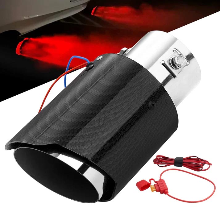 🎉 Car Tuning Carbon Fiber LED Light Emitting Exhaust Pipe (High Temperature Resistant)