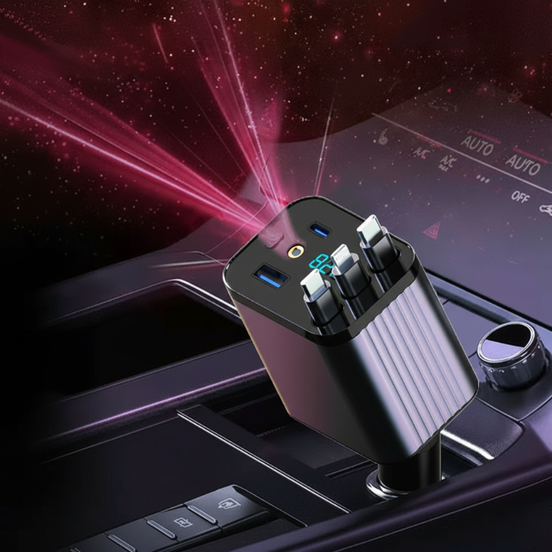 ππ±Fast Charging 7-in-1 Retractable Fast Car Charger with Voltage Display β USB-C For Android&Lighting For APPLE