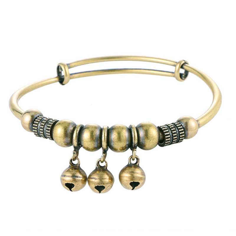 ✨ LIMITED-TIME 50% OFF! ✨ Adjustable Bell Bangle – Vintage Brass, Beads, Jingle, Lightweight 💫