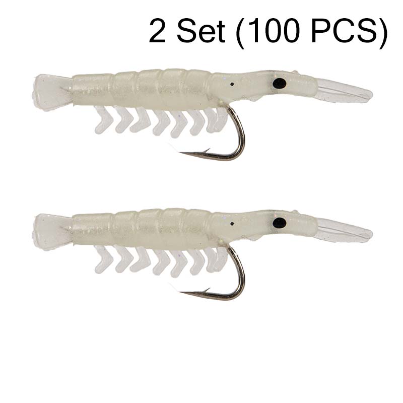 50PCS Luminous Shrimp Lures β Glow in the Dark & Sharp Hooks πβ¨π¦π£