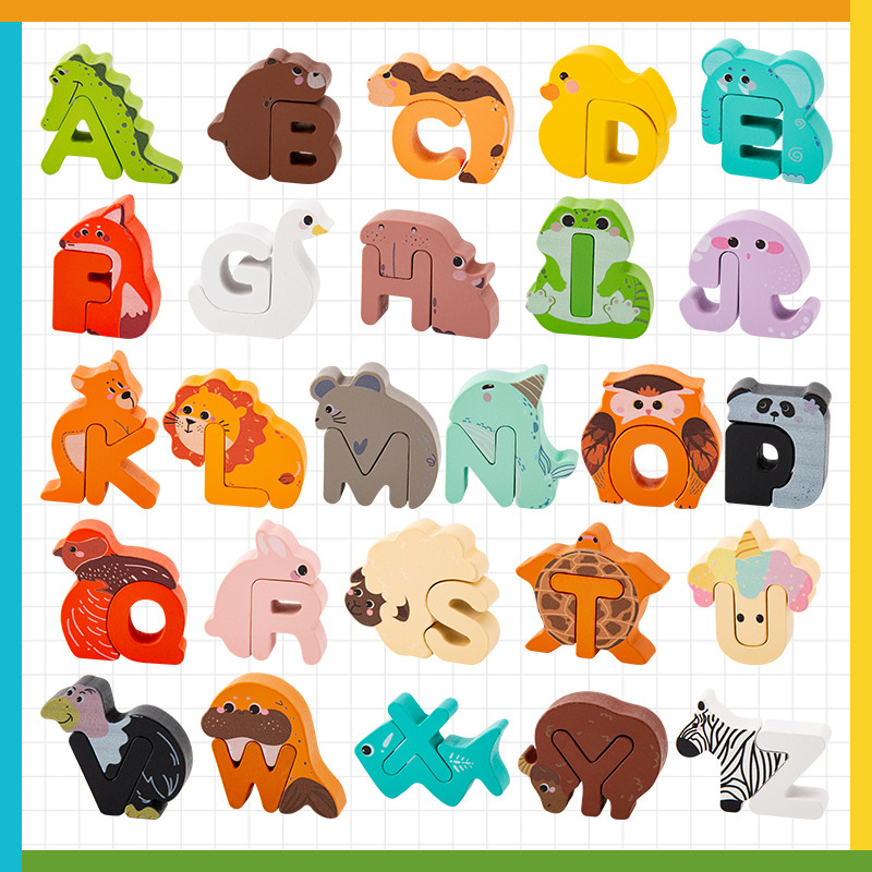 π€ 26-Piece Wooden Letter & Animal Matching Toy β Hands-On Alphabet Mastery, Vibrant Animal Illustrations & Child-Safe Design β Learning Made Fun β¨
