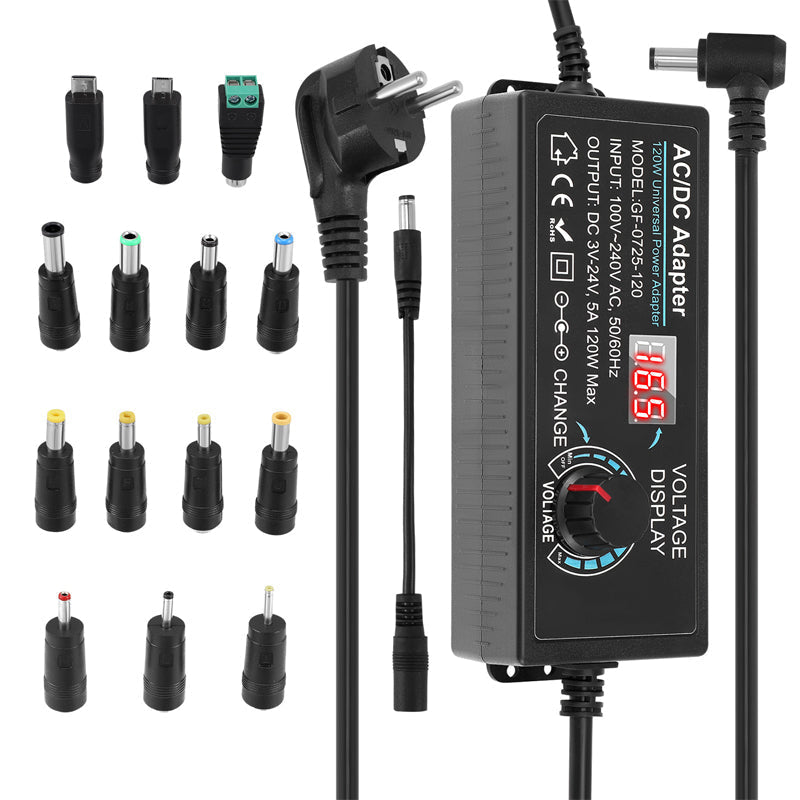 ⏰ Adjustable 3V-24V 3A Universal AC/DC Power Adapter With Digital Display 🔋