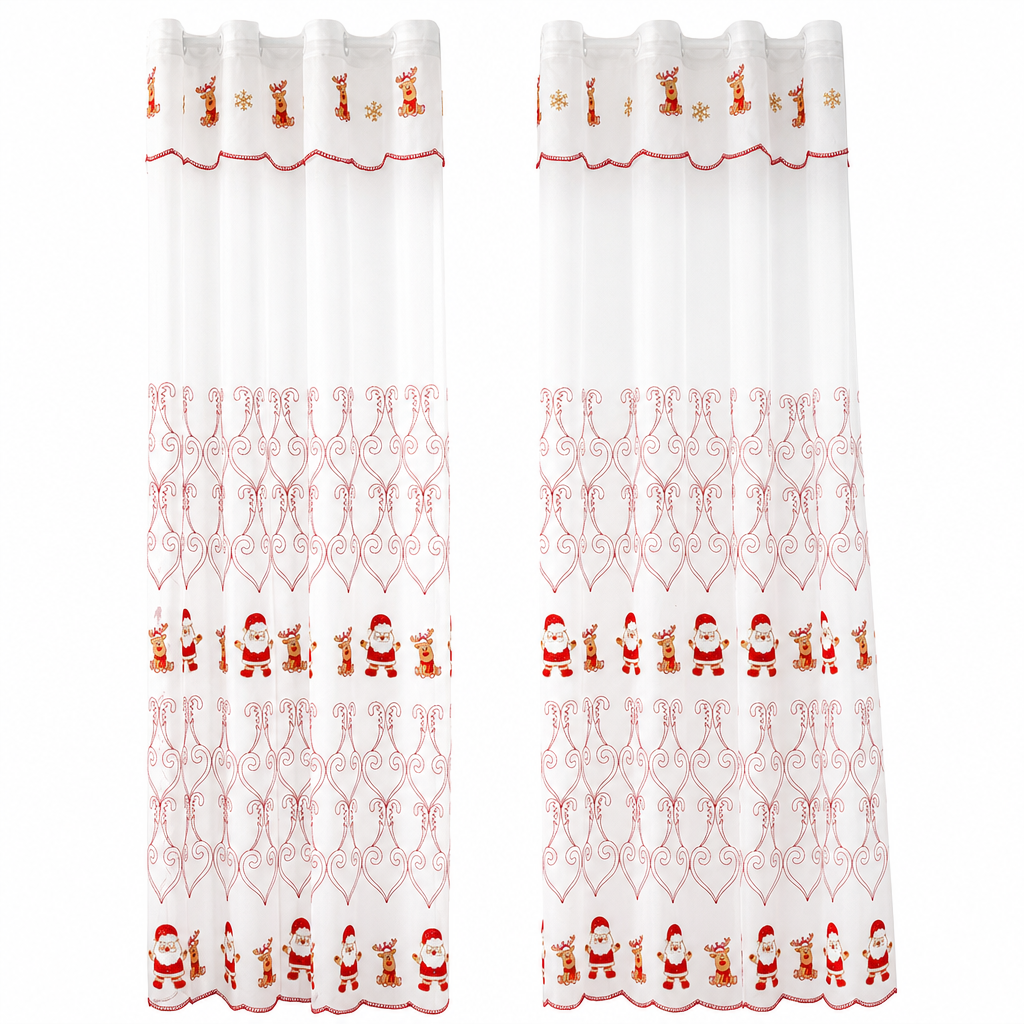 πβοΈ Embroidered Christmas Sheer Curtain β Snowflake & Bell Window Decor for a Cozy Holiday Home
