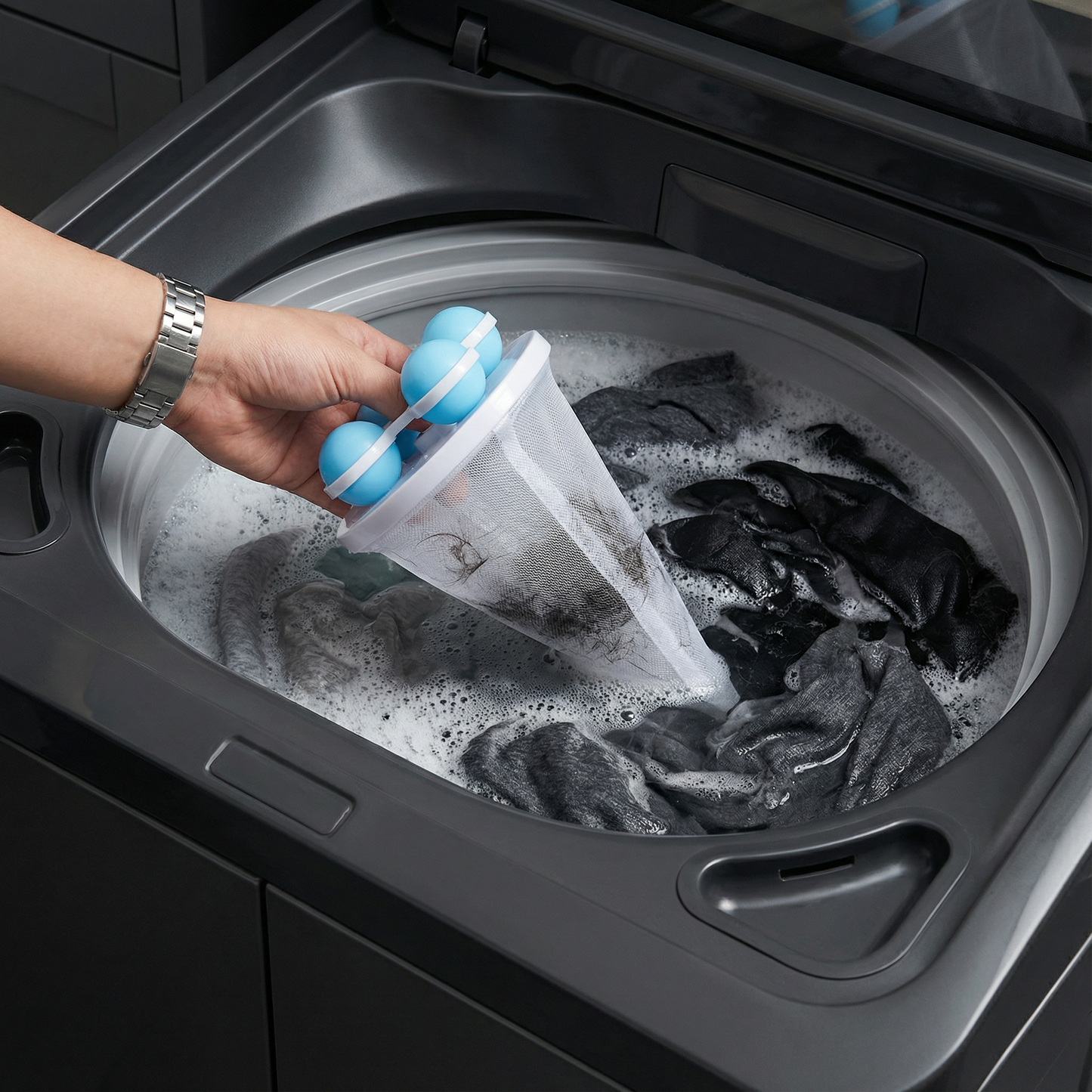 🧼3 Counts Washing Machine Filter Bag, Reusable Floating Hair Filter for Laundry
