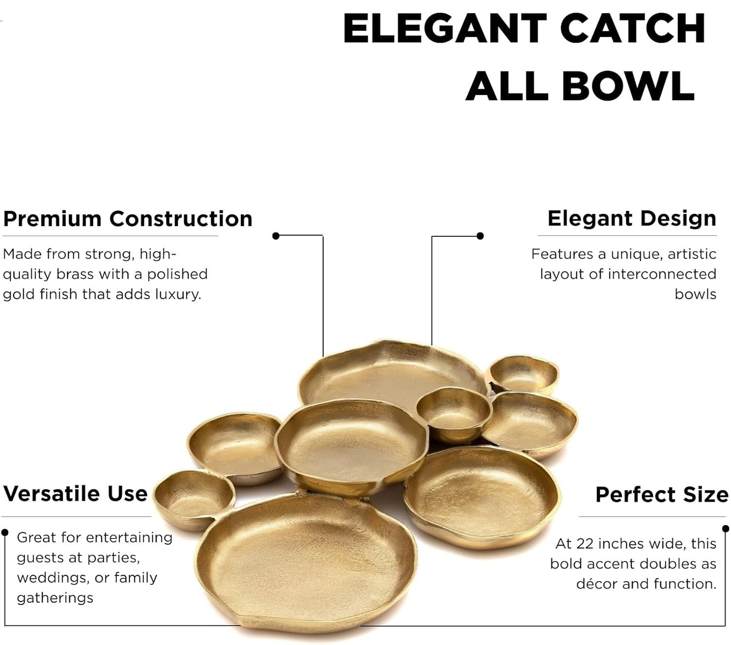🔥 Limited-Time Sale🔥🍽️ Cluster Accent Bowls – Shiny Gold Snack & Appetizer Serving Dish